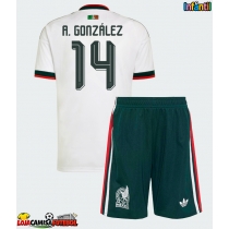 Camisa de Futebol México Armando Gonzalez #14 Equipamento Secundário Infantil Mundo 2026 Manga Curta (+ Calças curtas)